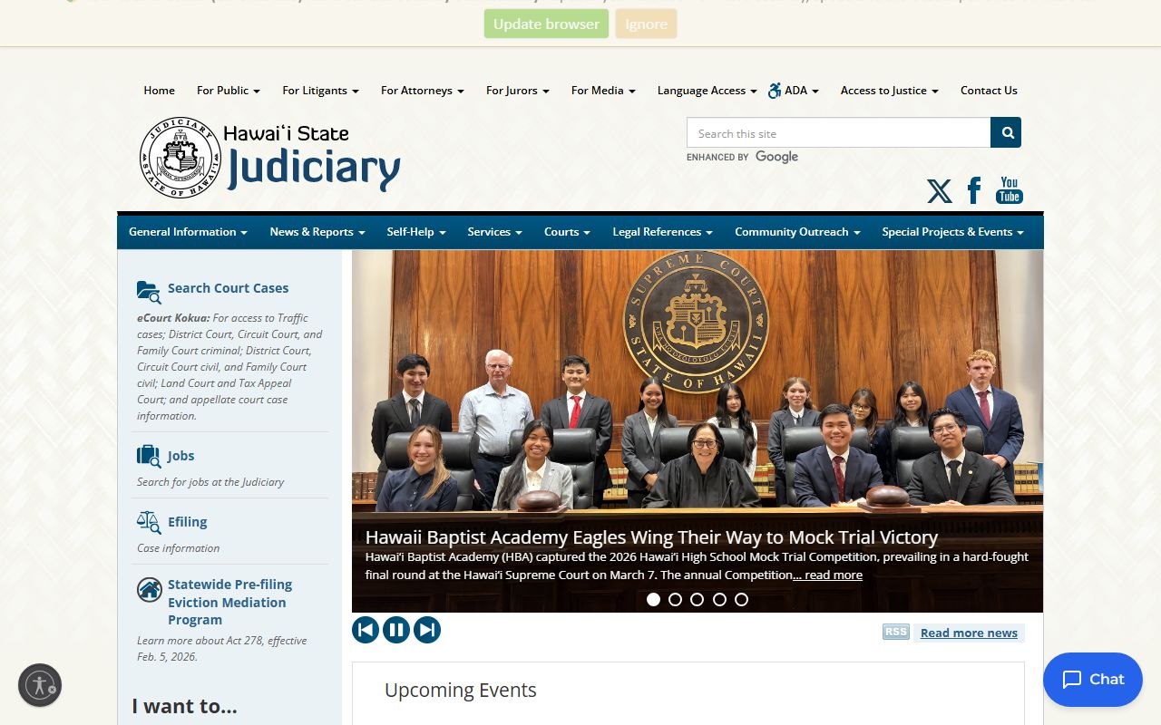 Hawaii State Judiciary site for Kailua 72 Hour Booking court records